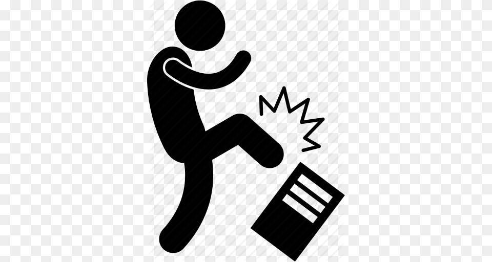 Angry Computer Destroy Frustrated Kicking Man Working Icon, Silhouette Free Png Download