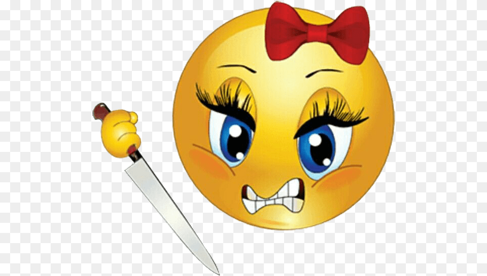 Angry Emoji Face Thumbs Up Emoji Girl, Blade, Dagger, Knife, Weapon Png Image