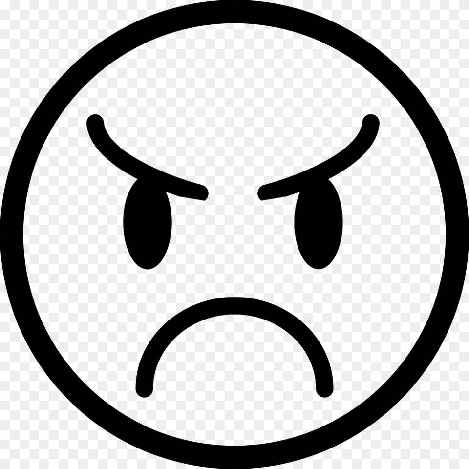 Angry Emoticon Face Angry Face, Stencil Free Transparent Png