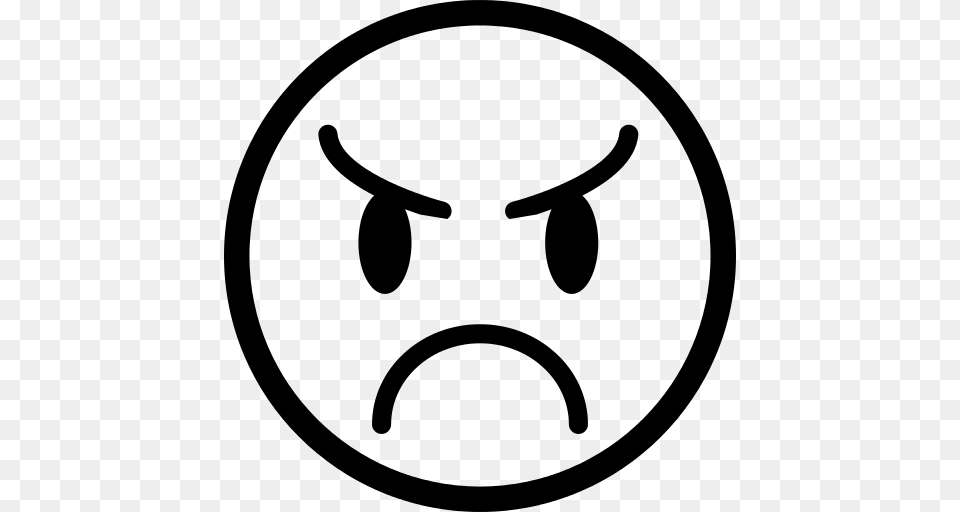 Angry Emoticon Face Icon, Gray Free Png