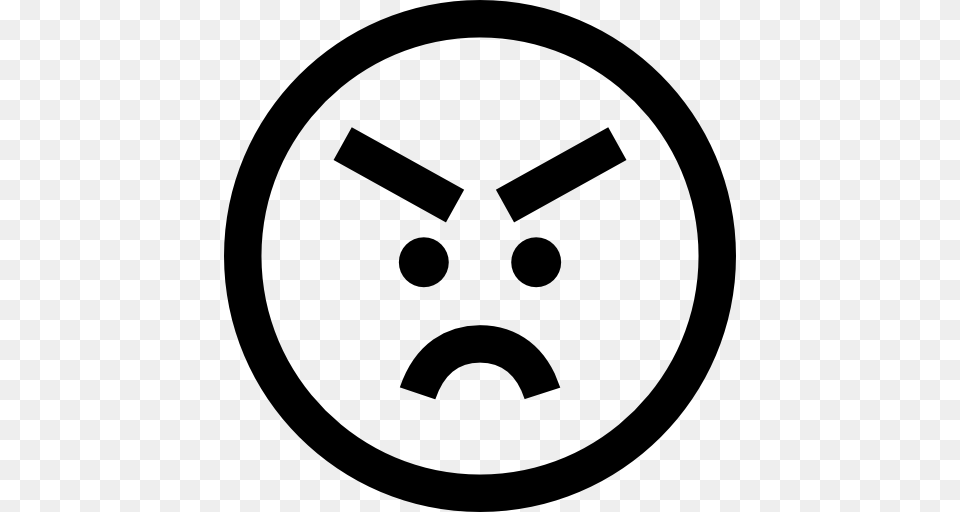 Angry Emoticons Emoji Feelings Smileys Icon, Gray Free Png