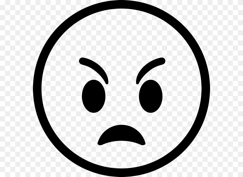 Angry Face Emoji Picture Angry Face Black And White, Stencil, Logo Free Transparent Png
