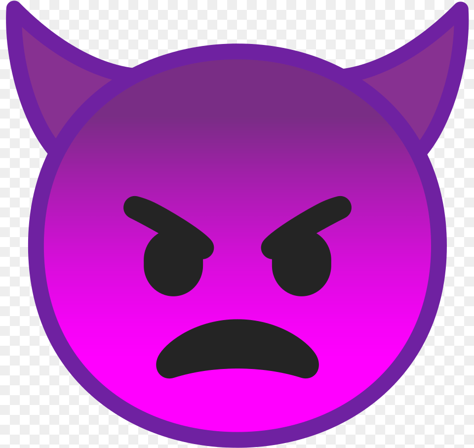 Angry Face With Horns Emoji, Purple Png