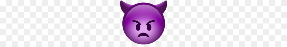 Angry Face With Horns Emoji On Apple Ios, Purple Png Image