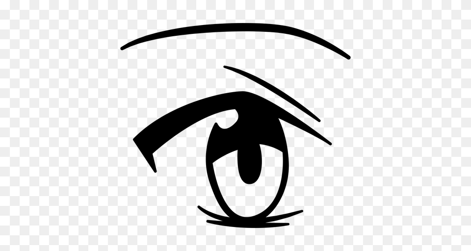 Angry Female Anime Eye Illustration, Gray Png