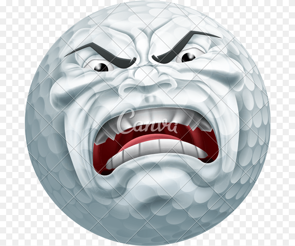 Angry Golf Ball Sports Cartoon Mascot Icons By Canva Bola Furiosa Vetor, Golf Ball, Sport Png Image