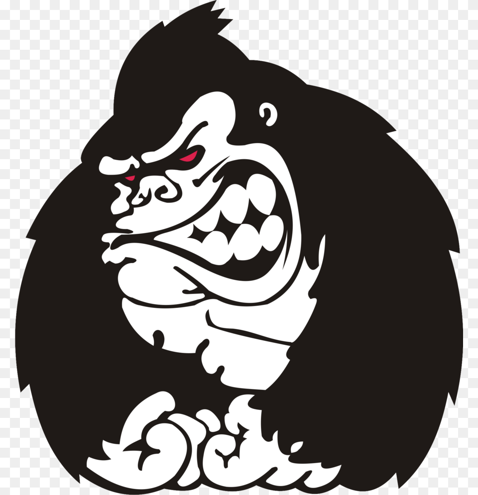 Angry Gorilla Vector, Animal, Ape, Mammal, Stencil Png Image
