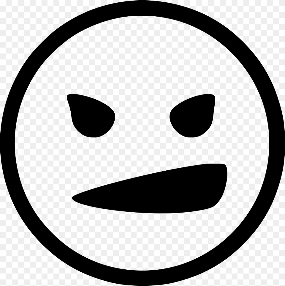 Angry Hell Devil Smile Smiley Straight Face Black And White, Stencil Free Transparent Png