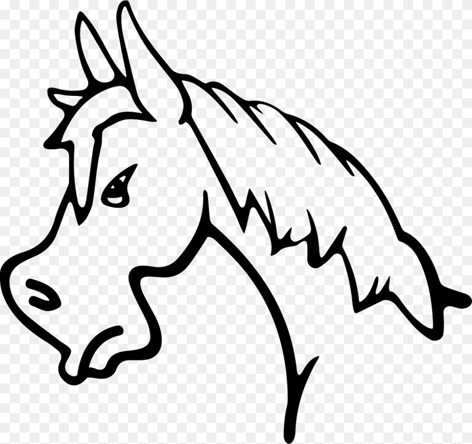 Angry Horse Face Side View Outline Farm Animals Clipart Black And White, Stencil, Animal, Mammal, Canine Png