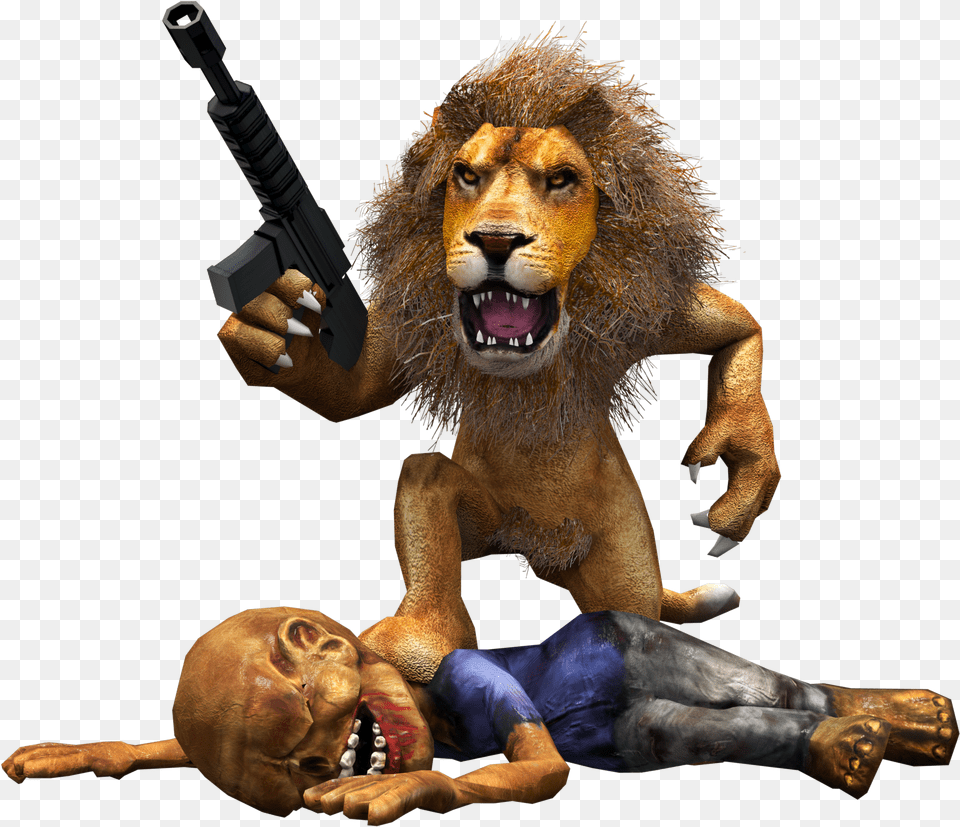 Angry Lion Lion Cartoon Lion With Gun Vippng Zombie Apocalypse, Animal, Mammal, Wildlife, Baby Png