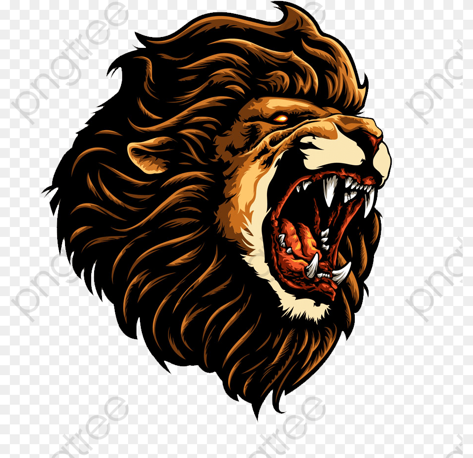 Angry Lion Vector, Animal, Mammal, Wildlife, Face Png Image