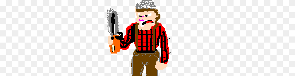 Angry Lumberjack With Tinfoil Hat And Chainsaw Drawing, Baby, Person, Face, Head Png