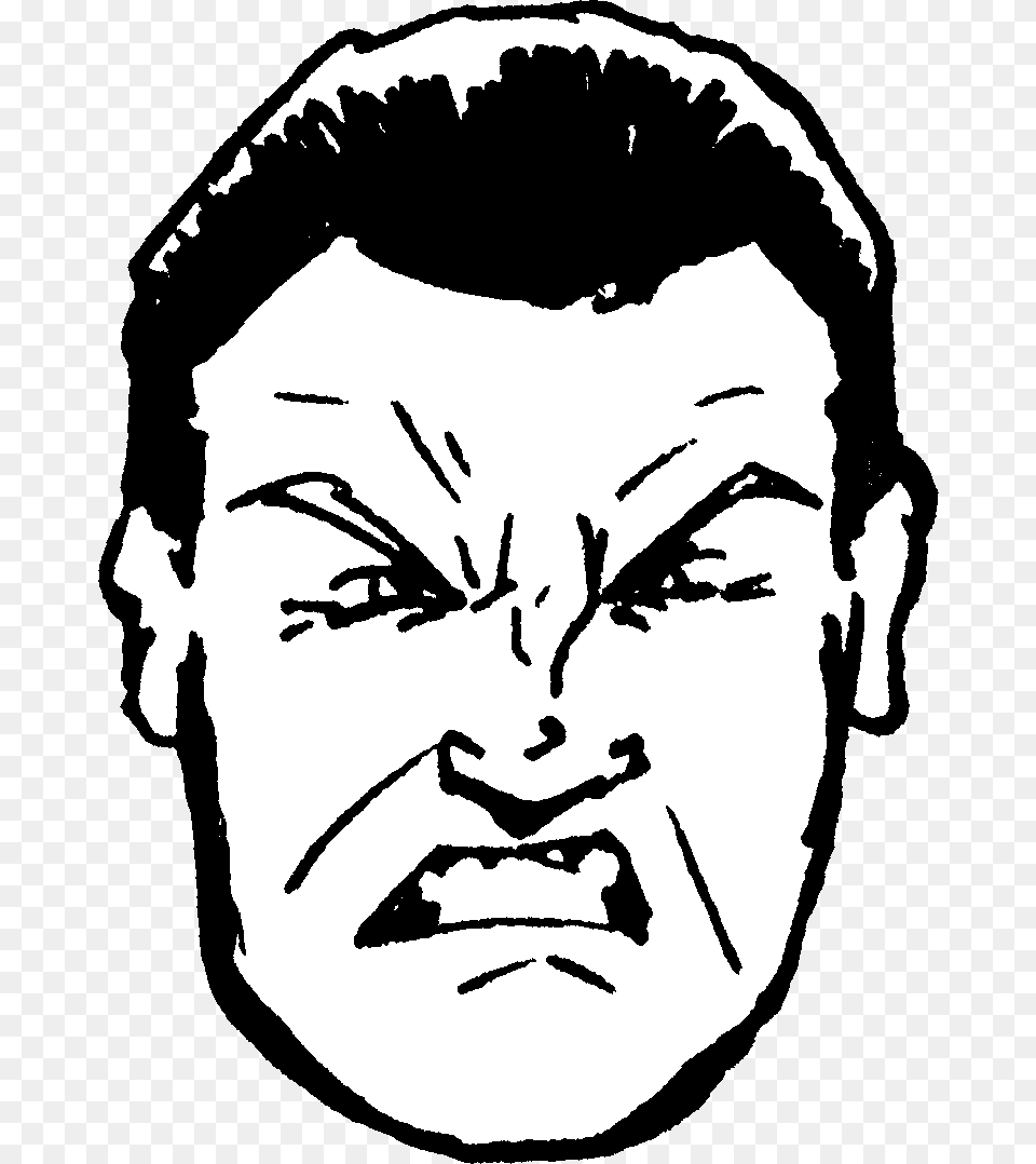 Angry Man 02 Download Illustration, Stencil, Head, Person, Portrait Free Png