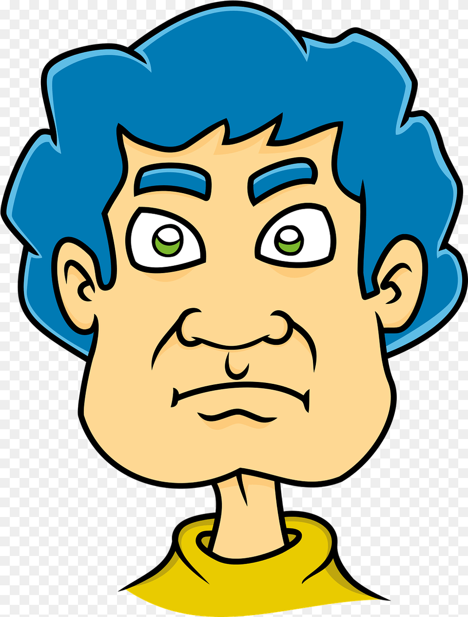 Angry Man Blue Hair Caricature Free Vector Graphic On Pixabay Angry Girl Dface Cartoon, Baby, Person, Face, Head Png Image