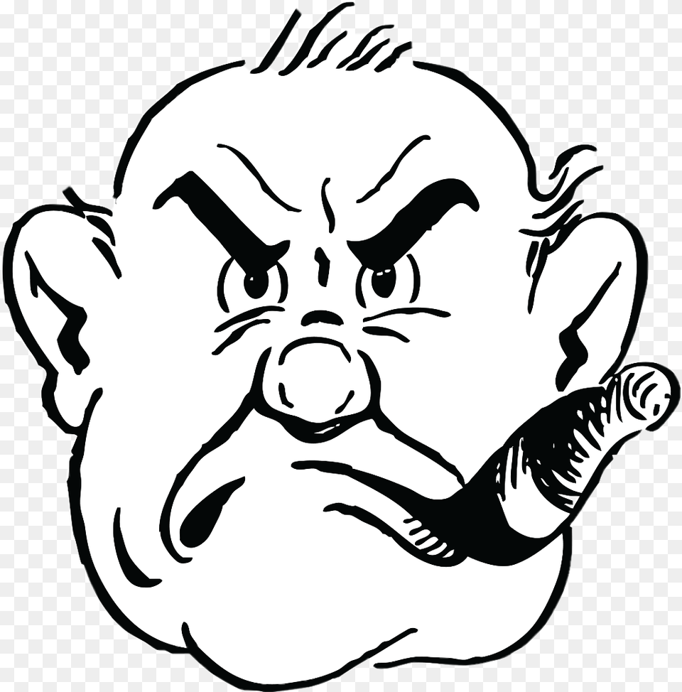 Angry Man Gruff Clipart, Stencil, Baby, Person, Face Png