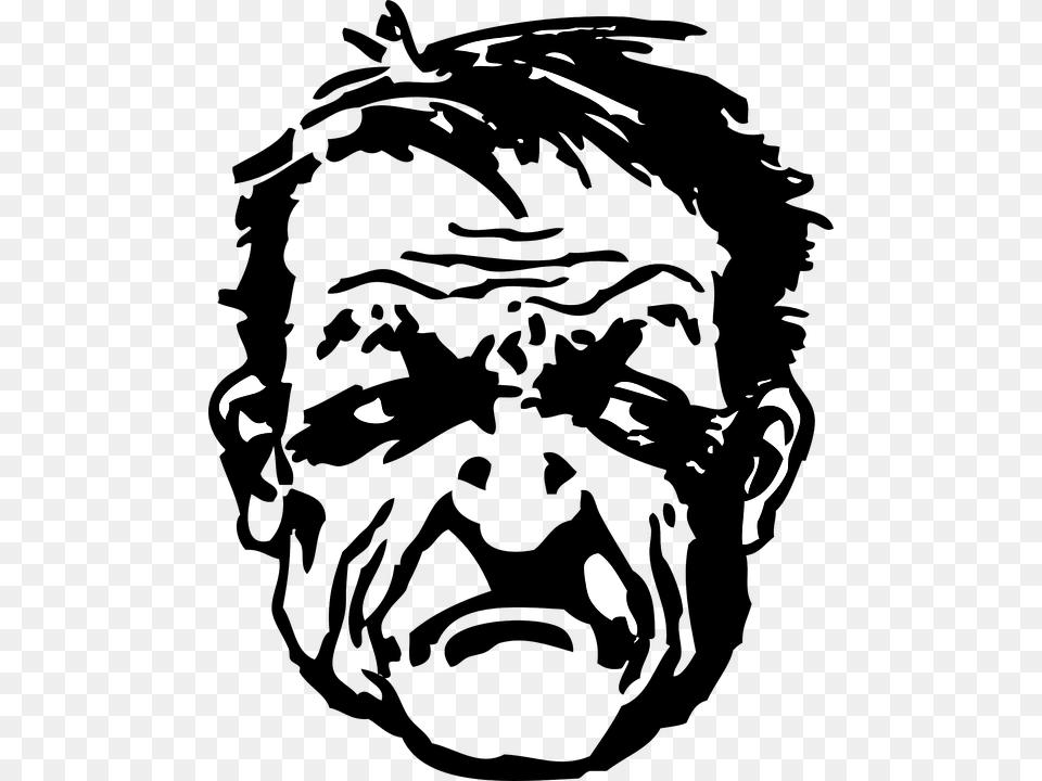 Angry Man Grumpy Frown Angered Annoyed Aggravated, Art, Stencil, Baby, Person Free Png