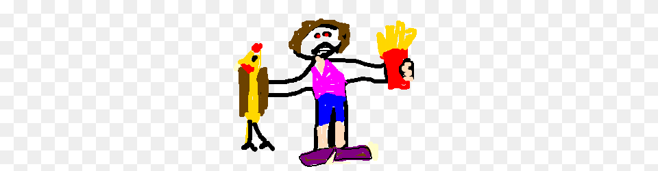 Angry Man Holding Chicken Sandwich And Fries, Clothing, Glove, Person, Cleaning Free Transparent Png