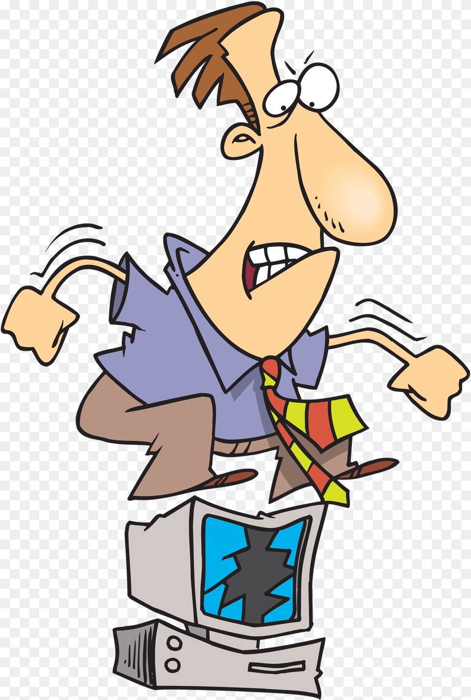 Angry Man Jumping On A Computer, Book, Comics, Publication, Cartoon Free Png