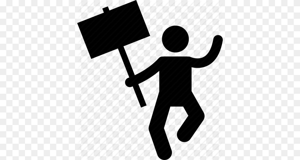 Angry Man Protest Protester Rebel Signboard Unhappy Icon, Device Free Png Download
