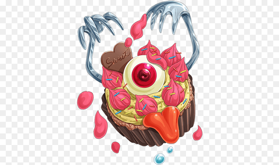 Angry Muffin Of Scorching Flames Transparent Cake, Cream, Cupcake, Dessert, Food Png Image
