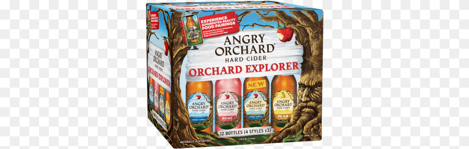 Angry Orchard Explorer 12 Product Label, Alcohol, Beer, Beverage, Advertisement Png Image