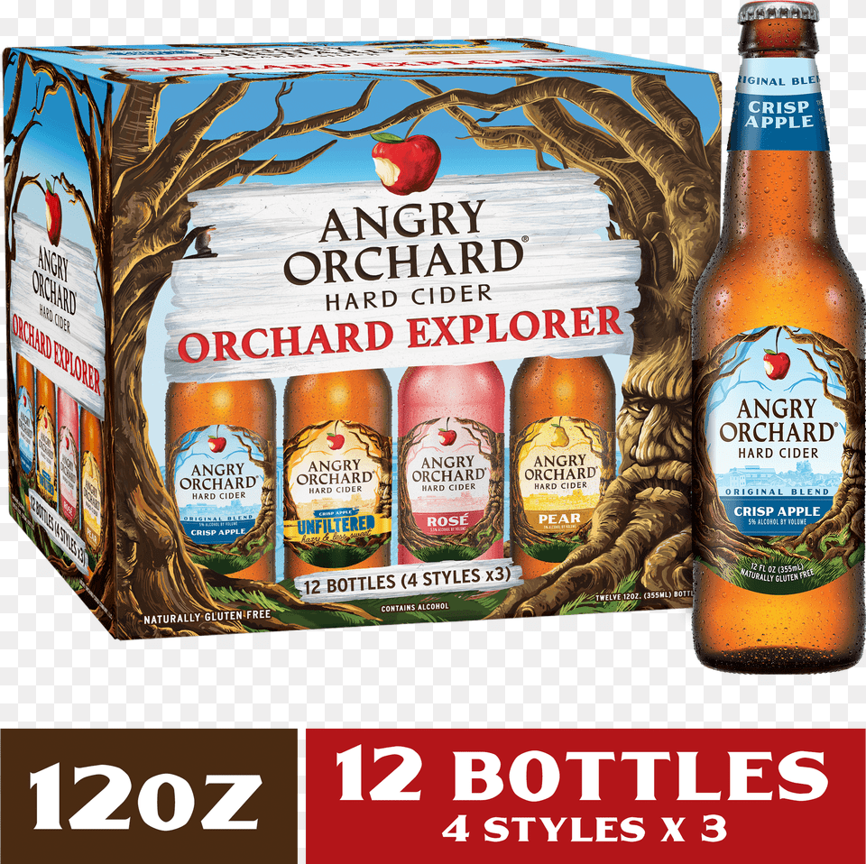 Angry Orchard Hard Cider Variety Pack Angry Orchard 6 Pack, Alcohol, Beer, Beverage, Bottle Png Image