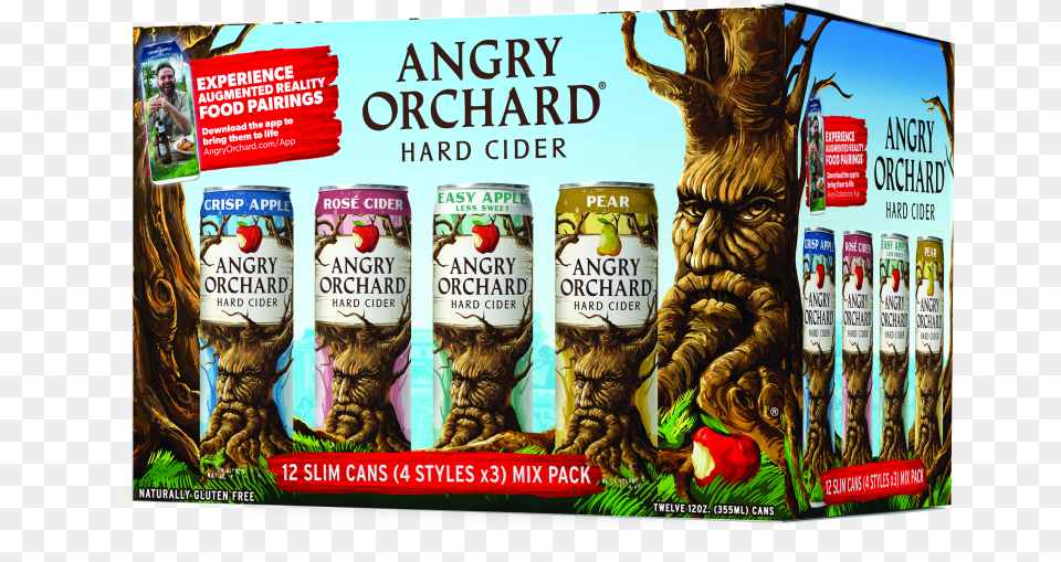 Angry Orchard Mix Pack Angry Orchard Variety Pack Cans, Advertisement, Aluminium, Tin, Person Png Image