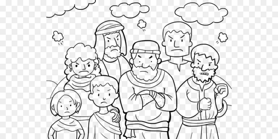 Angry Person Israelites In The Desert Coloring Page, Gray Free Png Download