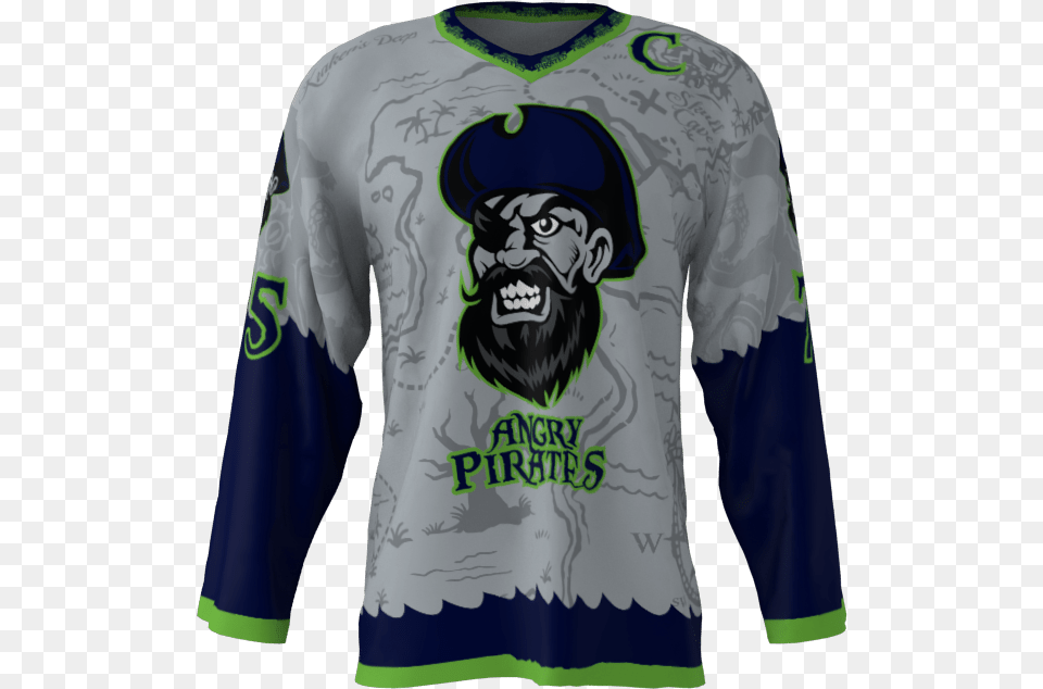 Angry Pirates Custom Sublimated Ice Hockey Jersey Pirates Sublimated Jerseys, Clothing, Sleeve, Shirt, Long Sleeve Free Png Download