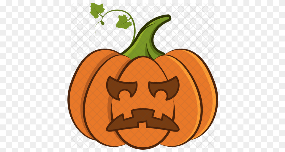 Angry Pumpkin Emoji Icon Of Colored Cute, Food, Plant, Produce, Vegetable Png Image