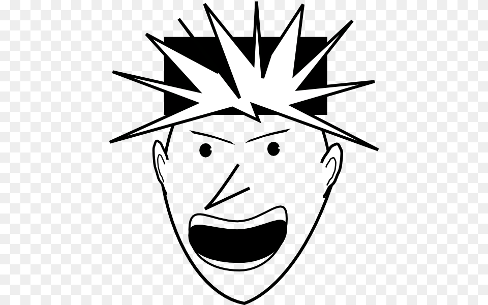 Angry Punk Svg Clip Arts Angry Clip Art Black And White, Stencil, Face, Head, Person Free Transparent Png