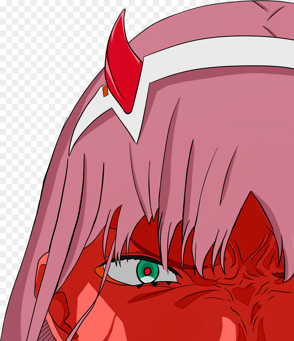 Angry Red Oni Zero Two Speed Paint Link To Video In Zero Two Minecraft Pixel Art, Book, Comics, Publication, Baby Free Png Download