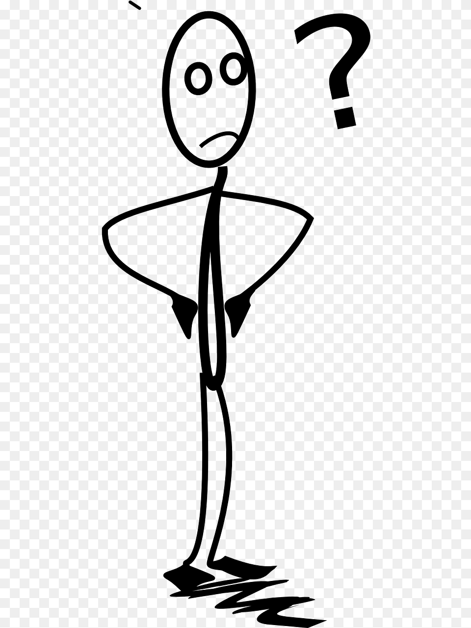 Angry Stickman Confused Stick Figure, Gray Png