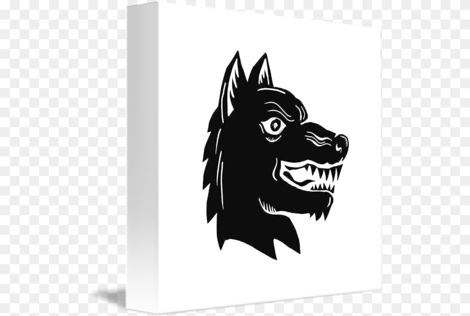 Angry Wolf Head Side Woodcut By Aloysius Patrimonio Woodcut, Stencil, Animal, Dinosaur, Reptile Png