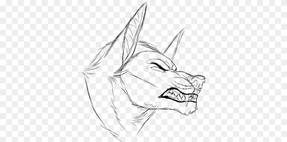 Angry Wolf Linelart Not To Use Without Permissionn Sketch, Gray Free Png