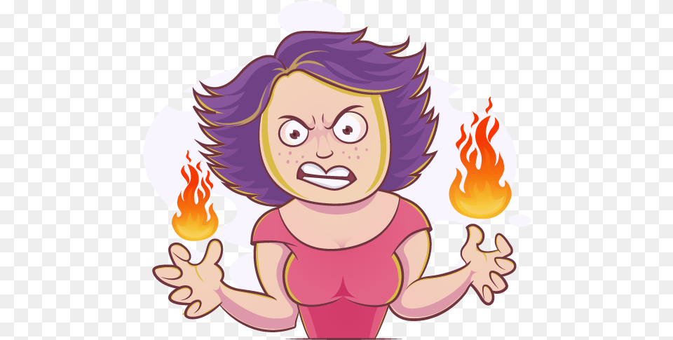 Angry Woman Angry Woman Purple Hair Emoji Cartoon, Baby, Person, Face, Head Png