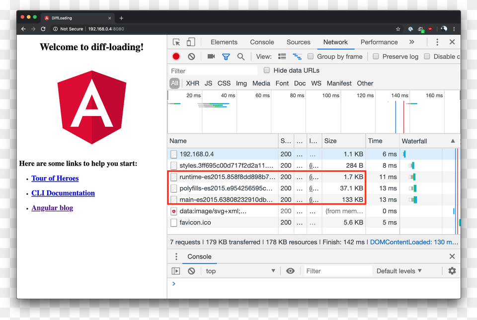 Angular Differential Loading Success In Chrome In Dev Angularjs, File, Webpage Png