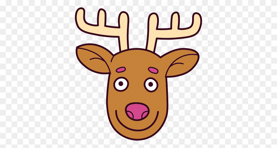 Animal Antlers Christmas Deer Face Reindeer Icon, Mammal, Wildlife, Elk, Cross Png