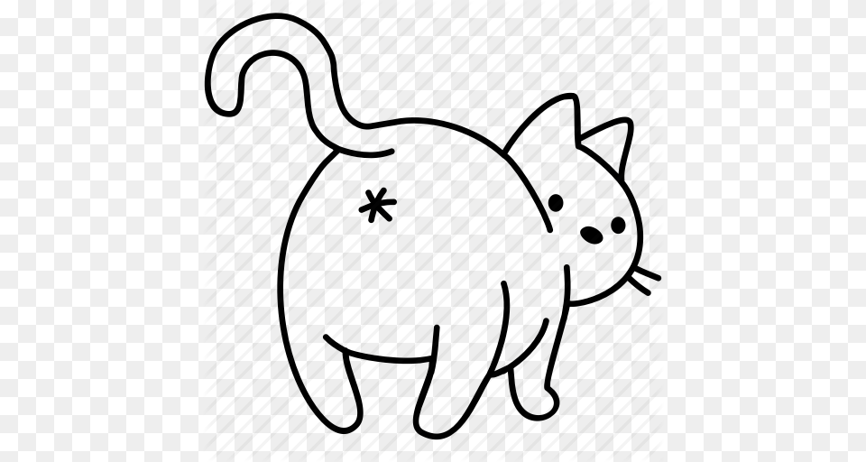 Animal Ass Butt Cat Feline Pet Poop Icon, Mammal Free Png