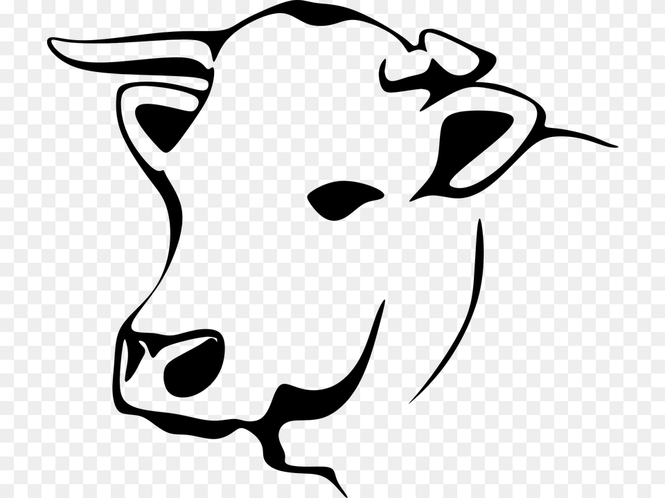 Animal Barnyard Cattle Cow Livestock Moo Line Art Cow, Gray Free Transparent Png
