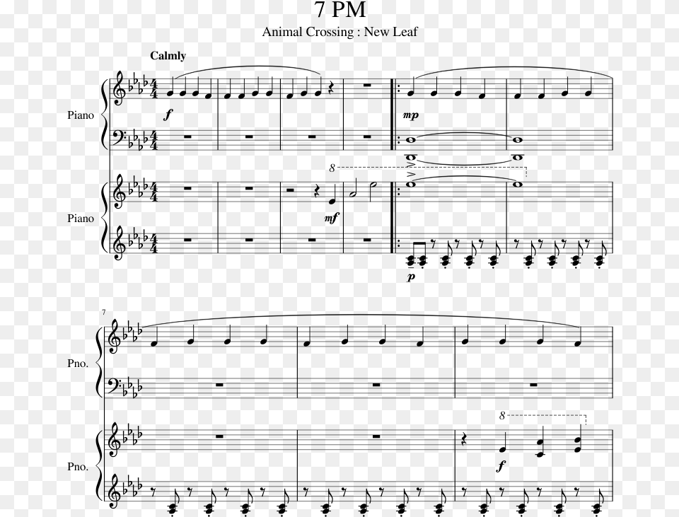 Animal Crossing Sheet Music Easy, Gray Png Image