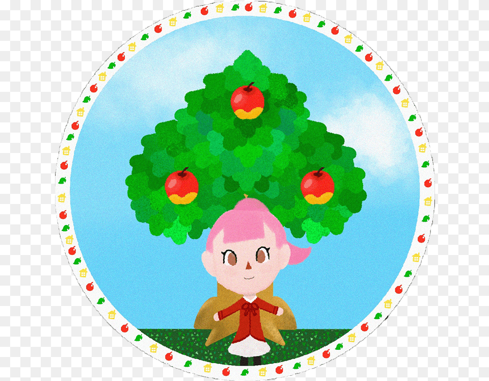 Animal Crossing Villager With Tree Design Illustration Circle, Baby, Person, Photography, Face Png