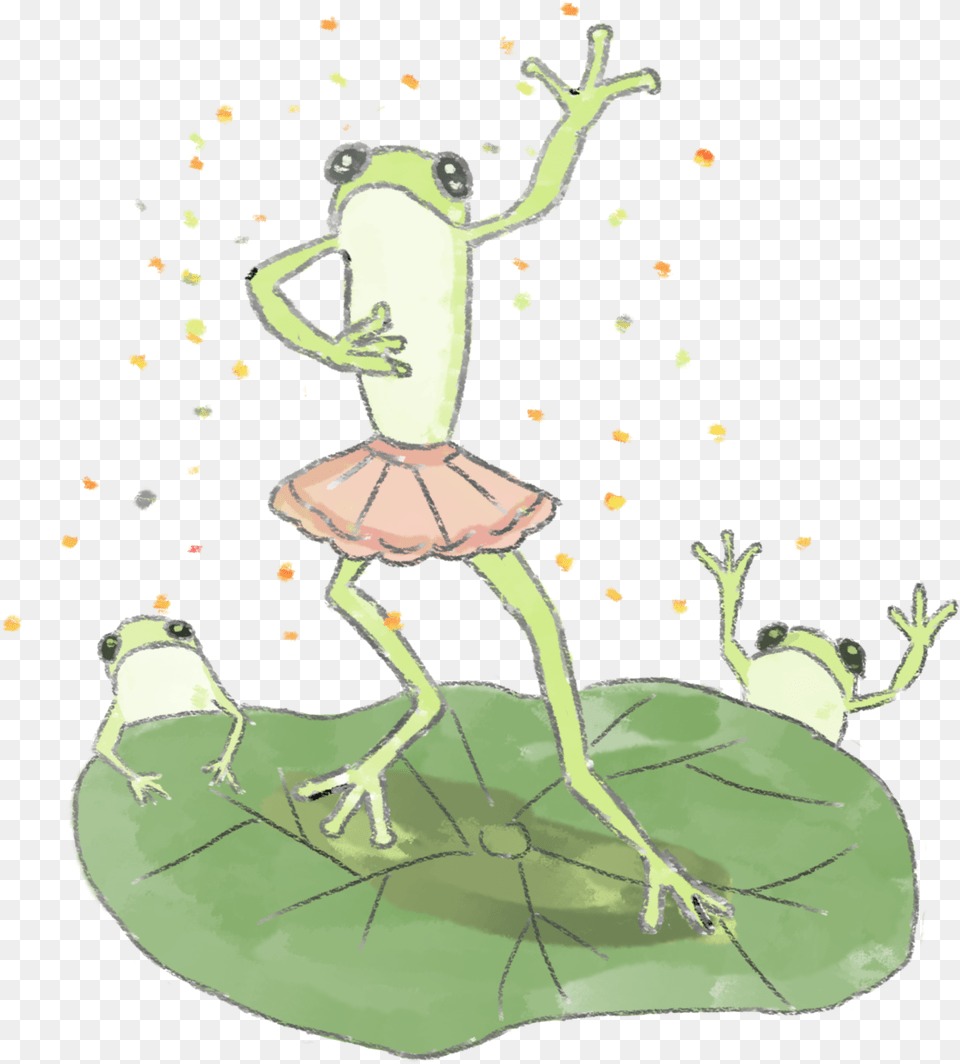 Animal Dancing Frog Hand Drawn And Psd Illustration, Person, Leisure Activities, Amphibian, Wildlife Png