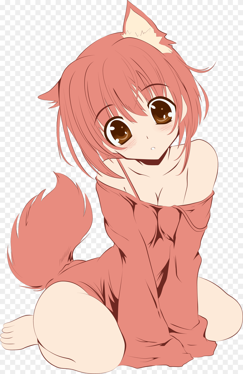 Animal Ears Breasts Catgirl Cleavage Tagme Tail Anime Girl, Book, Comics, Publication, Baby Png