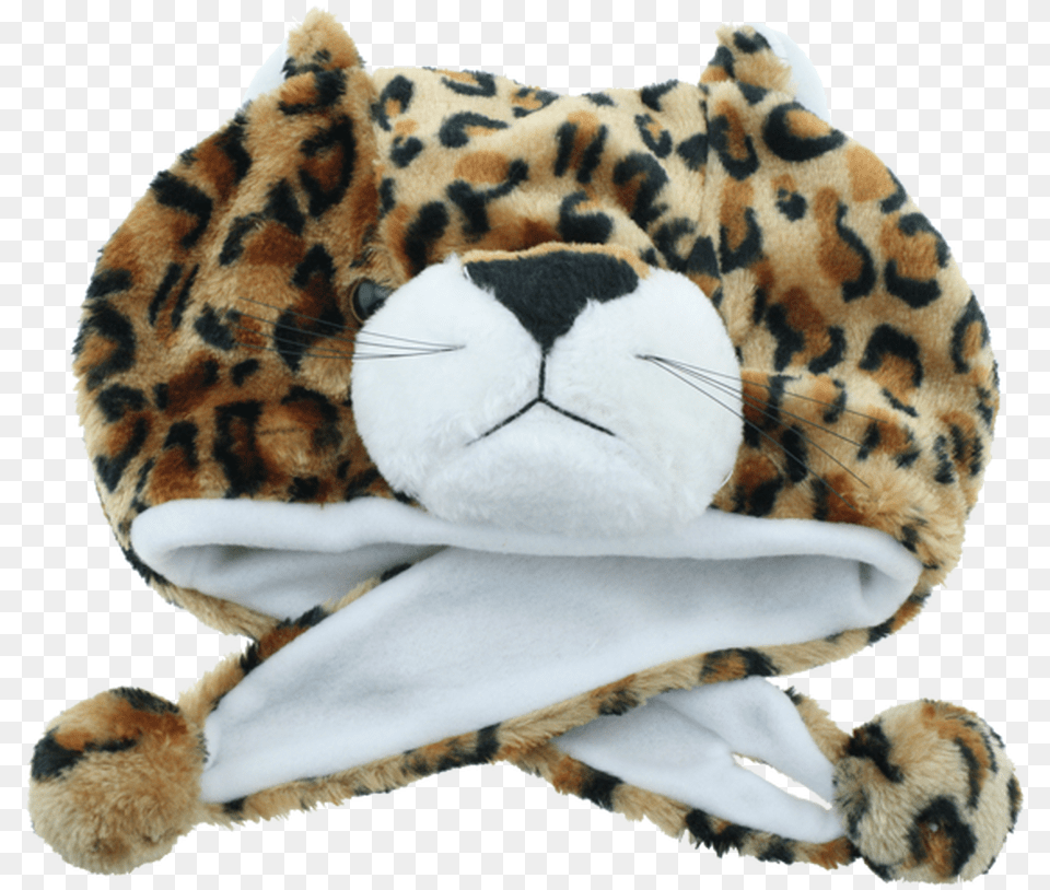 Animal Hat In Leopard Stuffed Toy, Plush, Cat, Mammal, Pet Png