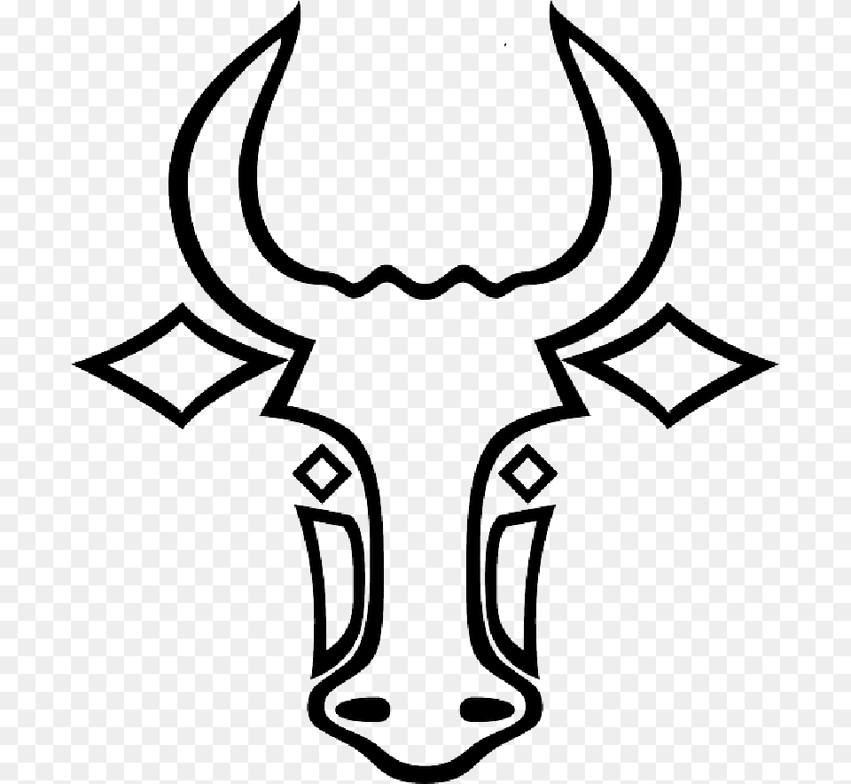 Animal Horn Clipart To Draw, Bull, Mammal, Stencil Png Image