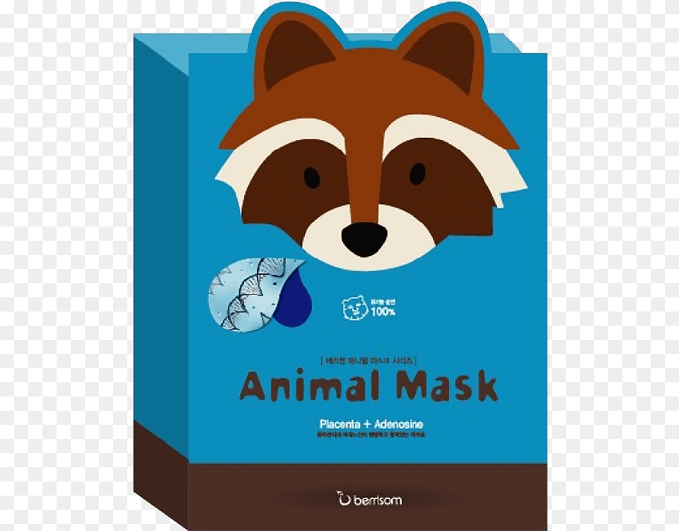 Animal Mask Pack Placenta Face Mask Racoon, Advertisement, Poster, Bear, Mammal Free Transparent Png