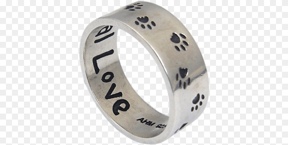 Animal Paw Print Unconditional Love Sterling Silver, Accessories, Jewelry, Ring, Disk Free Transparent Png
