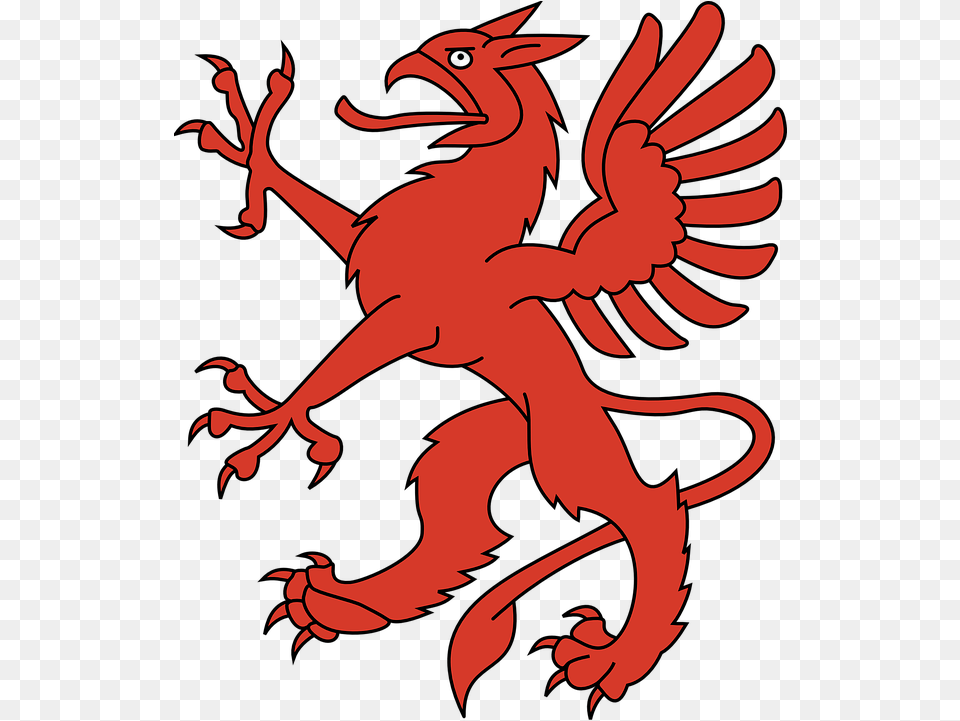 Animal Red Creature Vector Graphic On Pixabay Coat Of Arms Griffin, Dragon, Baby, Person Png