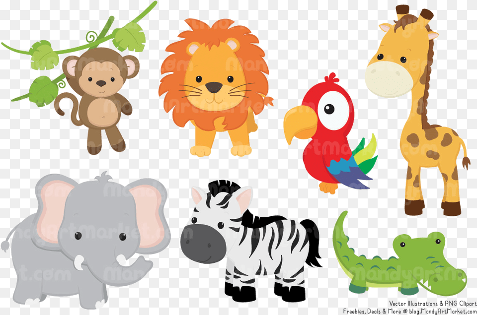 Animal Safari Clipart Cute Jungle Animals Clipart, Toy, Plush, Pig, Mammal Free Transparent Png